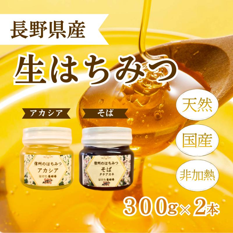 国産 生はちみつ 300g 2本セット アカシア ソバ セット 詰め合わせ 国産はちみつ 国産ハチミツ 天然蜂蜜 はちみつ 蜂蜜 ハニー 天然国産 非加熱 食べ比べ 食べ比べセット 信州産 長野県産